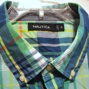 Nautica SS XL Green Blue Aqua Yellow Red White